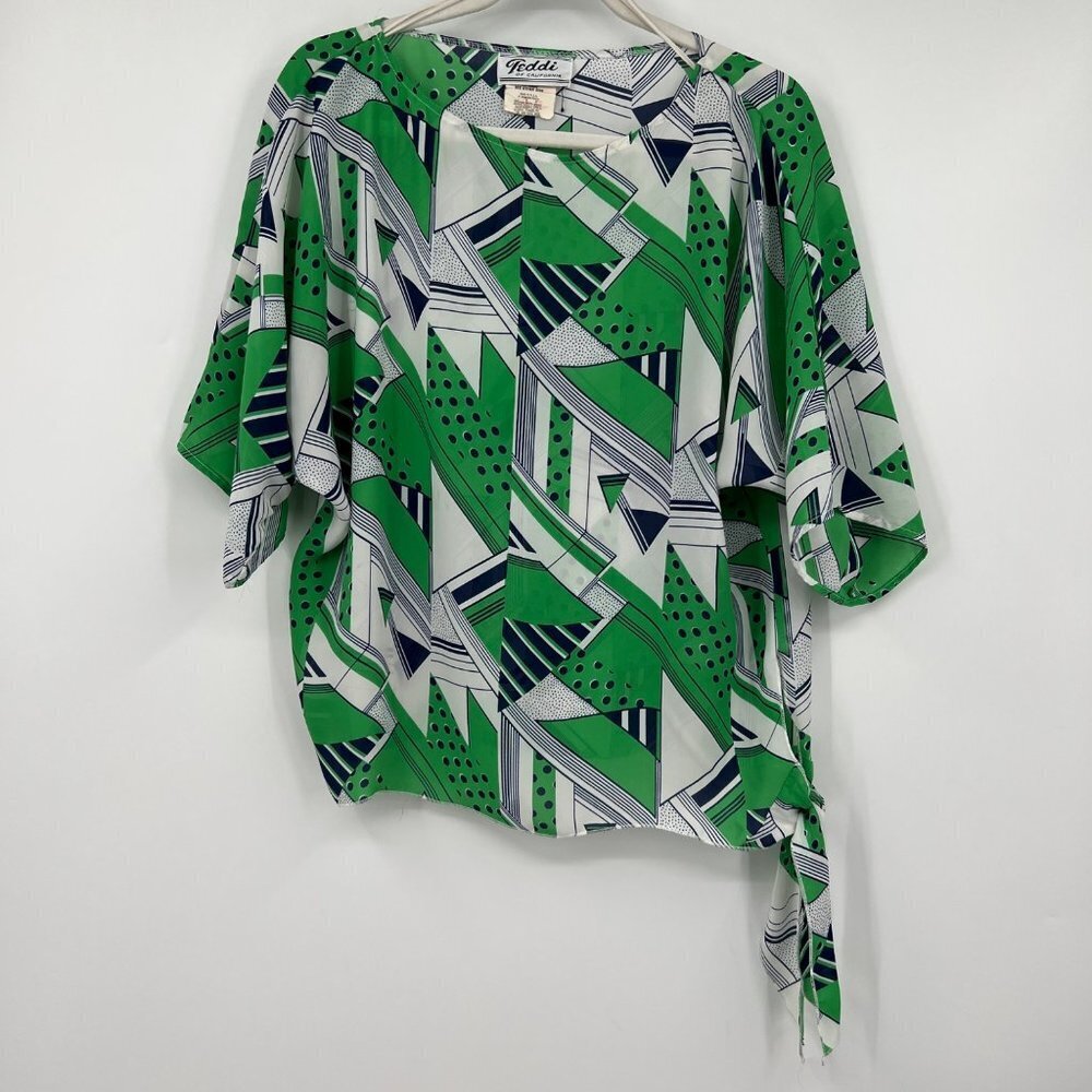 Beautiful Vintage Teddi of California Bow blouse woman's size Medium Abstract Bl